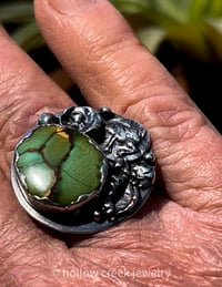 Image 3 of Lily Pad Life ~ Hubei Turquoise and Sterling Silver Frog Ring