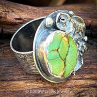 Image 2 of Lily Pad Life ~ Hubei Turquoise and Sterling Silver Frog Ring