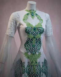 Image 2 of Celtic pagan medieval fantasy elven green wedding dress