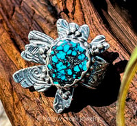 Image 1 of Wild Flower Ring ~ Hubei Turquoise and Sterling Silver Abstract Ring, OOAK Ring