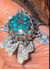 Wild Flower Ring ~ Hubei Turquoise and Sterling Silver Abstract Ring, OOAK Ring