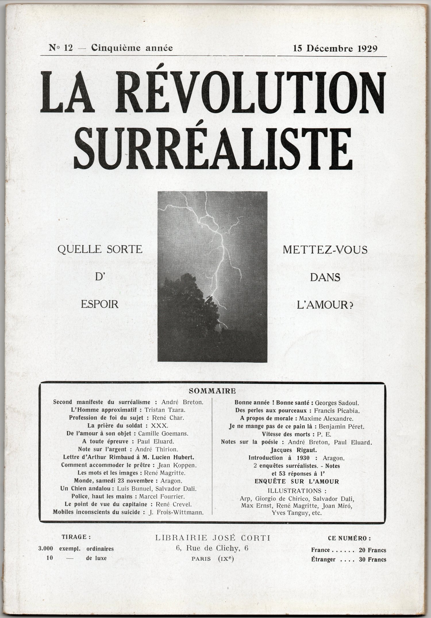 Image of Breton, Magritte, e.a.: La Révolution Surréaliste  n°12, Paris 1929