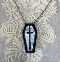Image 1 of Good Luck Gris Gris Coffin Necklace in Silver and Black by Ugly Shyla