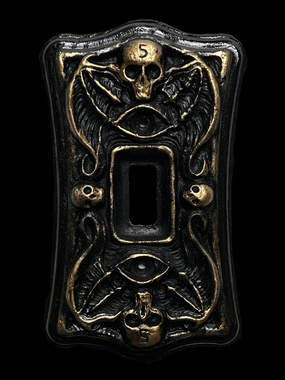 Light Switch Plate/Wall Plug Plate- Black and Gold/Bronze