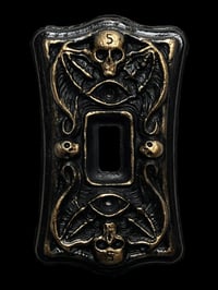 Image 1 of Light Switch Plate/Wall Plug Plate- Black and Gold/Bronze