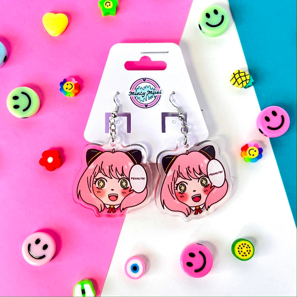 Image of 1.5" Acrylic Peanuts Girl Earrings