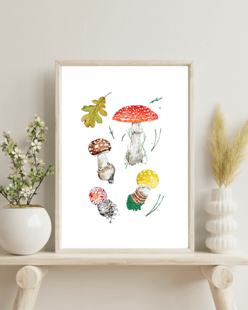 Mushroom prints | Nussay Watercolor