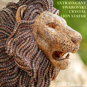 Image of Large Swarovski Crystal Extravagant LION Statue Gold