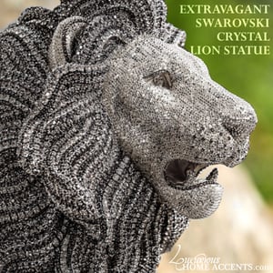 Image of  Extravagant Swarowski Crystal Lion Statue Silver