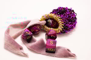 Made-to-Order - Purple Chainmail Dice Bag with Naturally Dyed Bamboo Velour Tie