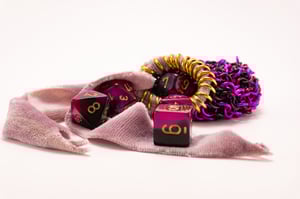 Made-to-Order - Purple Chainmail Dice Bag with Naturally Dyed Bamboo Velour Tie