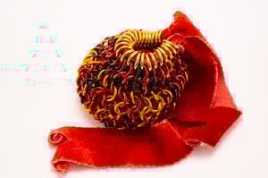 Made-to-Order - Red Chainmail Dice Bag with Naturally Dyed Bamboo Velour Tie