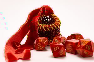 Made-to-Order - Red Chainmail Dice Bag with Naturally Dyed Bamboo Velour Tie