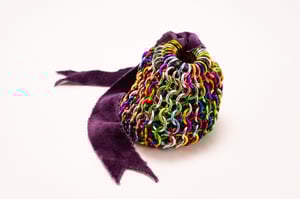 Made-to-Order - Rainbow Chainmail Dice Bag with Naturally Dyed Bamboo Velour Tie
