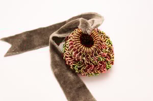 Made-to-Order - Gold Chainmail Dice Bag with Naturally Dyed Bamboo Velour Tie