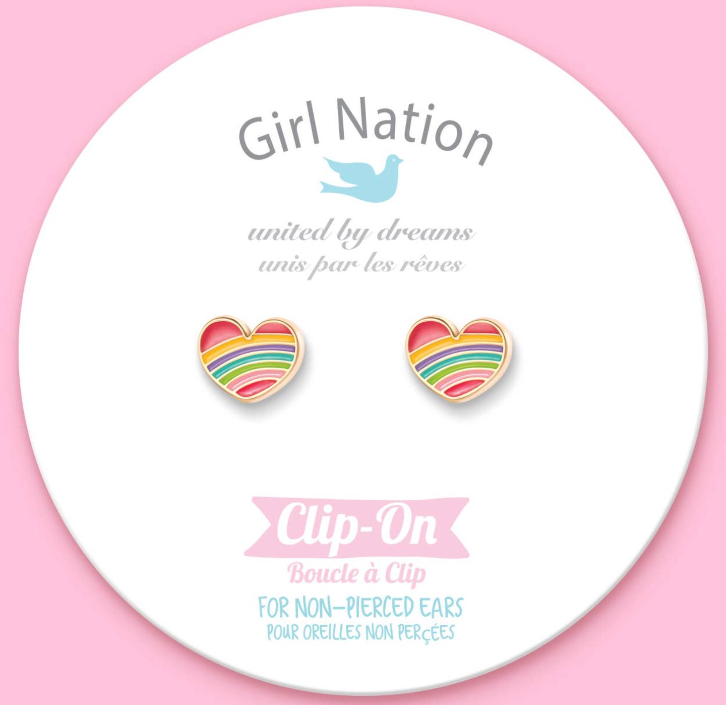 Image of Rainbow Heart Clip-on Earrings 