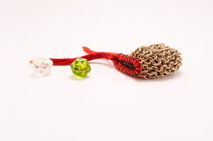 Chainmail Dice Bag with Naturally Dyed Bamboo Velour Tie