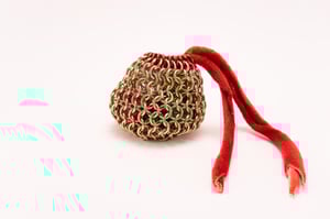 Chainmail Dice Bag with Naturally Dyed Bamboo Velour Tie