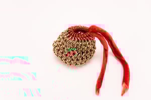 Chainmail Dice Bag with Naturally Dyed Bamboo Velour Tie
