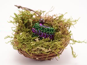 Chainmail "D20 Sack" Dice Bag - Green & Purple