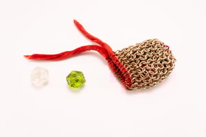 Chainmail Dice Bag with Naturally Dyed Bamboo Velour Tie