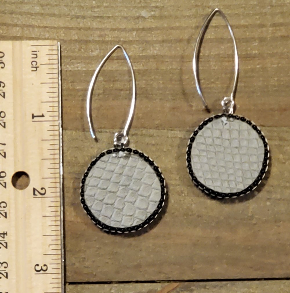 Image of Aleut Salmon Skin Earrings with Shell Centers