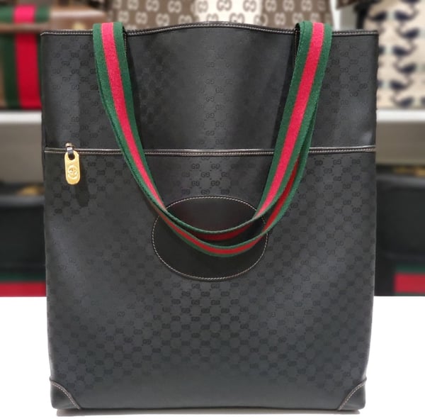 Image of Vtg. Gucci Black Mini Monogram Tote Bag