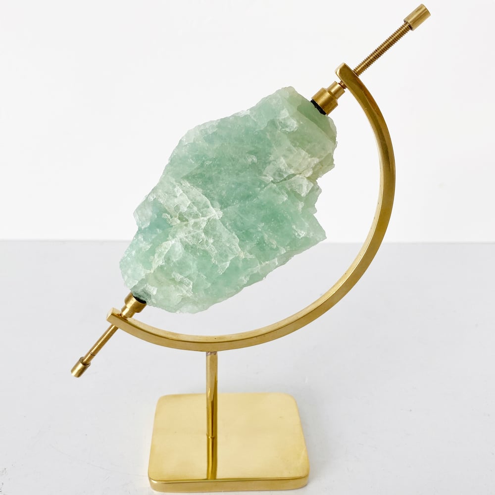 Image of Aquamarine no.46 + Brass Arc Stand