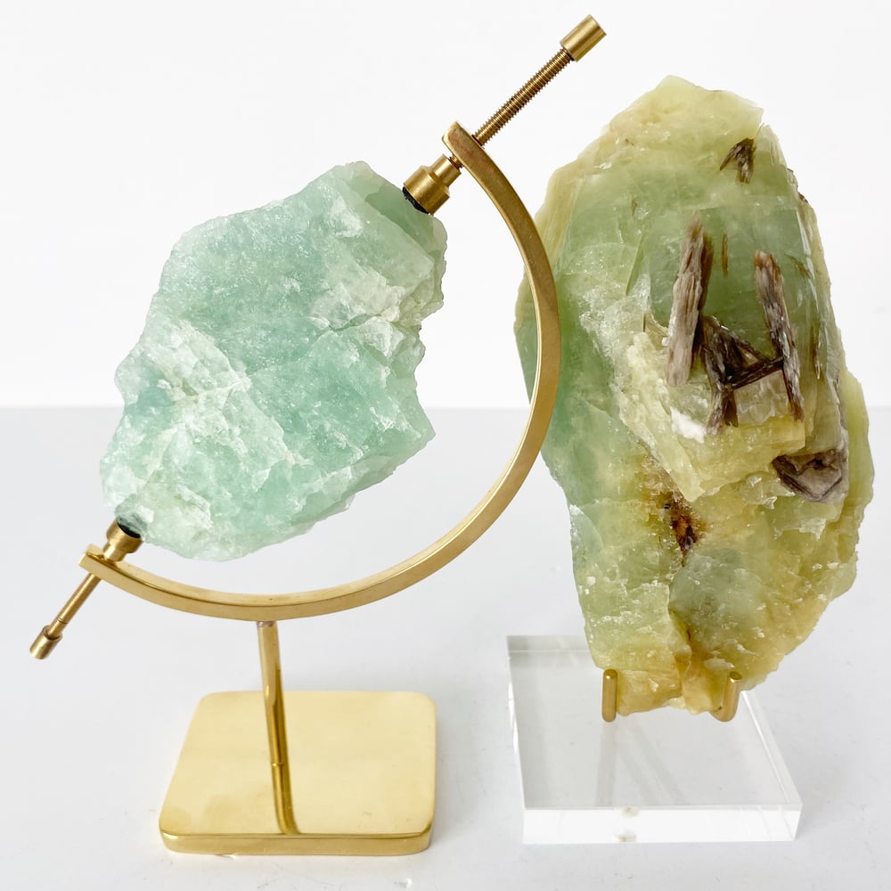 Image of Aquamarine/Mica no.31 + Lucite and Brass Stand