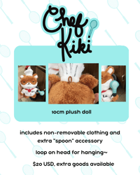 Image 1 of Chef Kiki 10cm Plush Doll Set