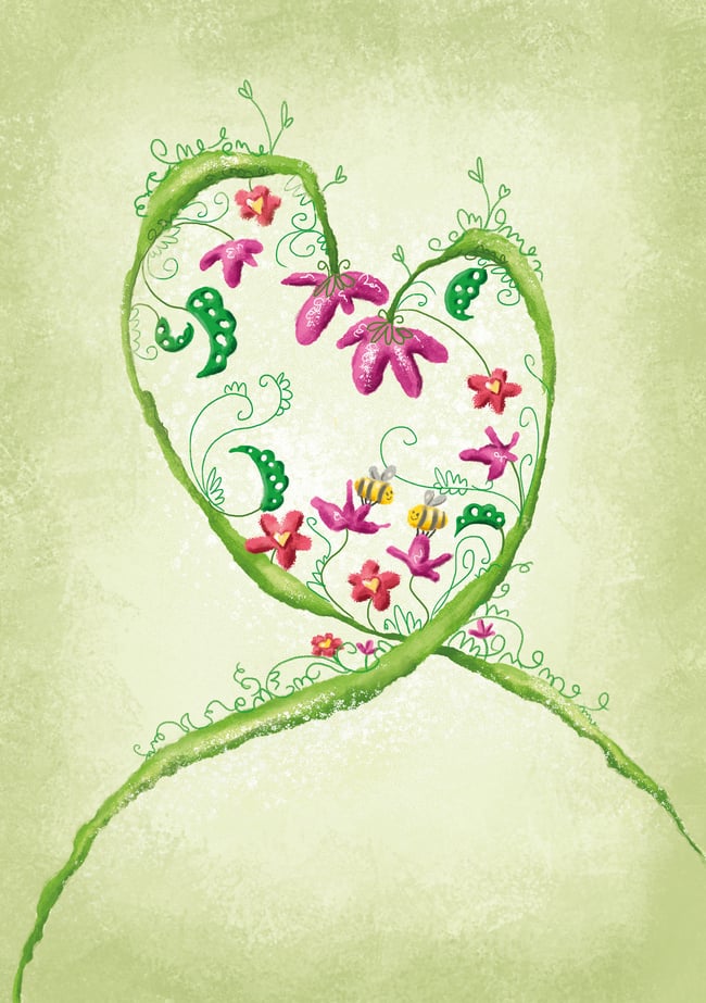 Flower Heart Greeting Card    (with or without words)