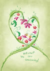Flower Heart Greeting Card    (with or without words)