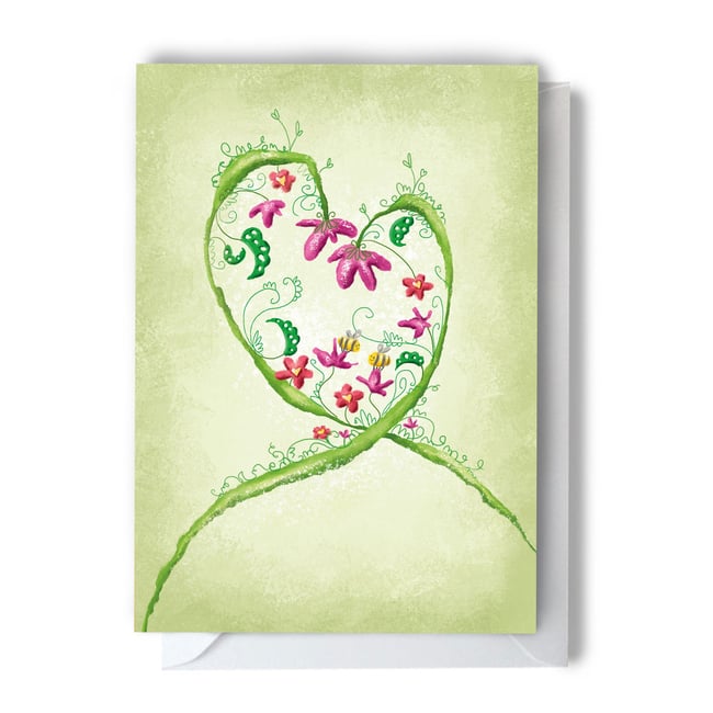 Flower Heart Greeting Card    (with or without words)