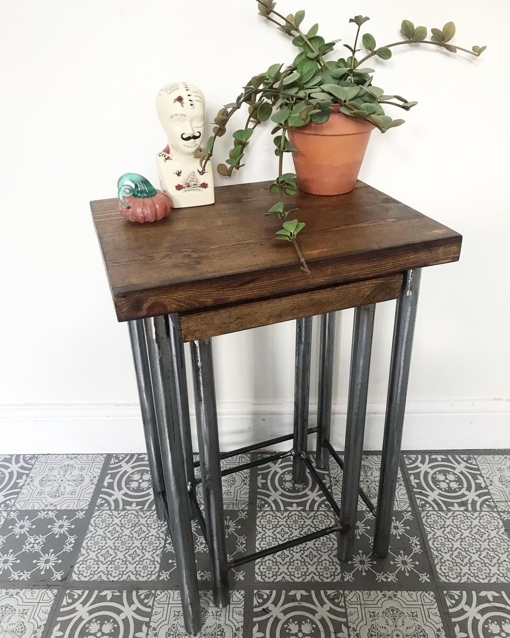 Industrial style nest of 2 tables
