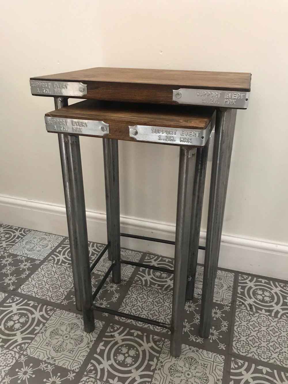 Industrial style nest of 2 tables