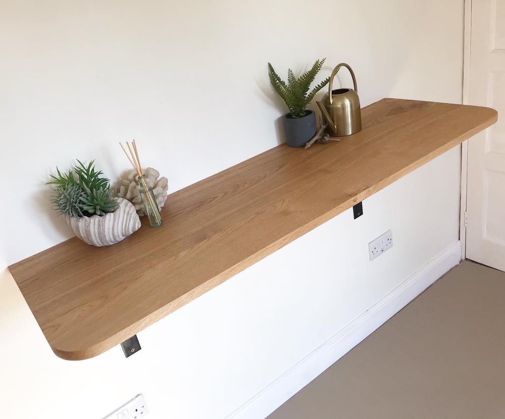 Solid oak wall mounted breakfast bar, home office LARGE | Betty's Interiors