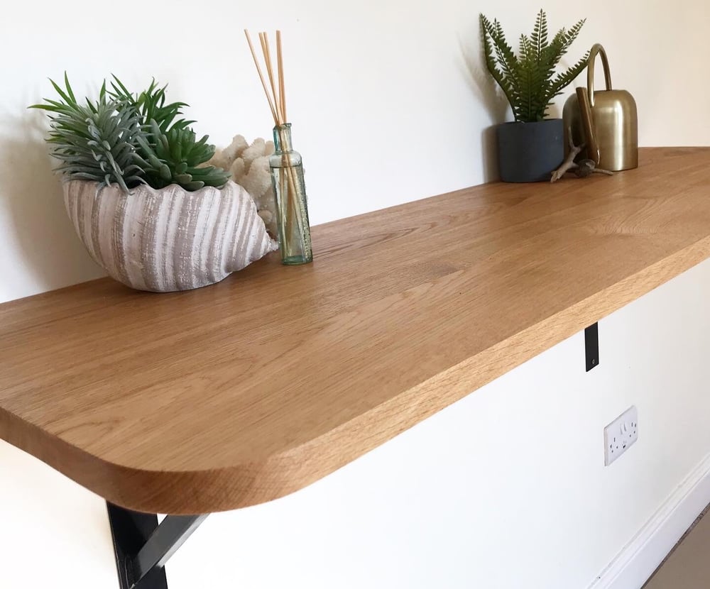 Solid oak wall mounted breakfast bar, home office LARGE