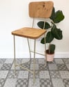 Solid oak gold Bar Stool with backrest