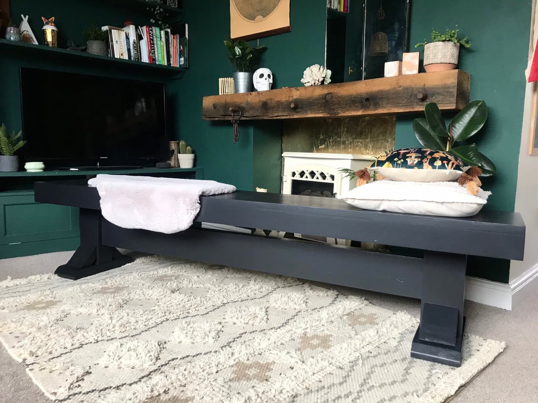 Solid farmhouse traditional bench seat | Betty's Interiors