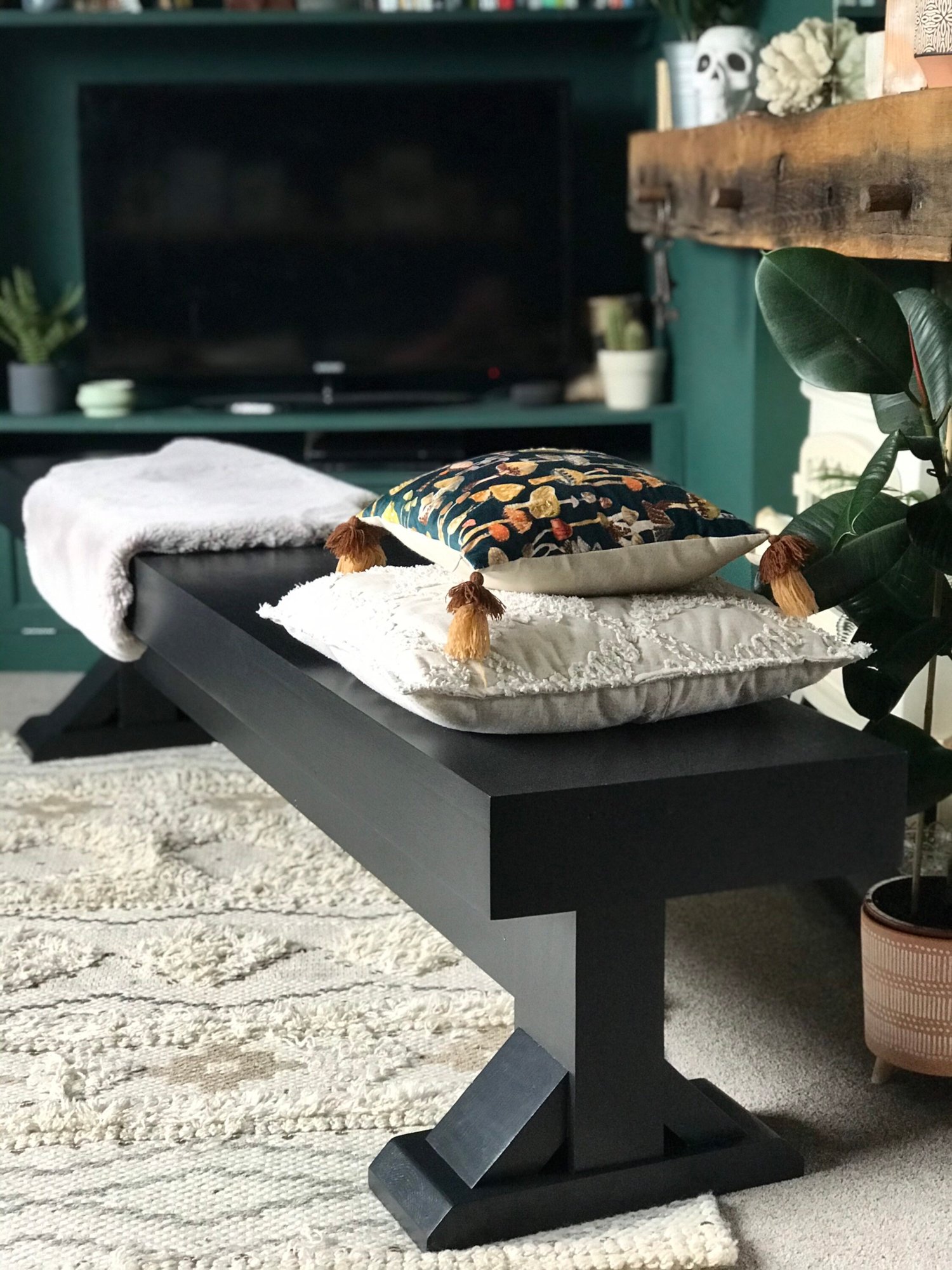 Solid farmhouse traditional bench seat | Betty's Interiors