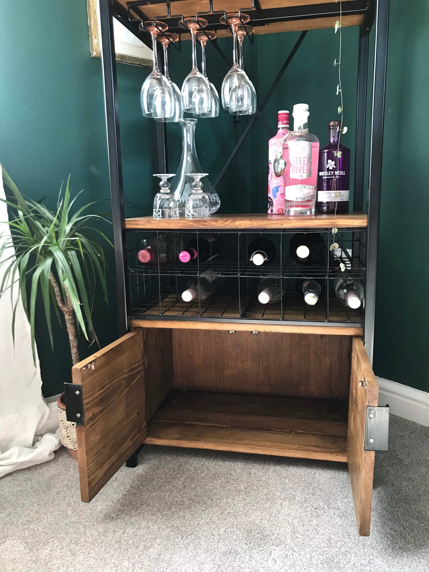Industrial Wine Rack Bar Storage Unit | Betty's Interiors