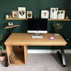 Industrial style Z frame solid oak soft close hidden drawer desk