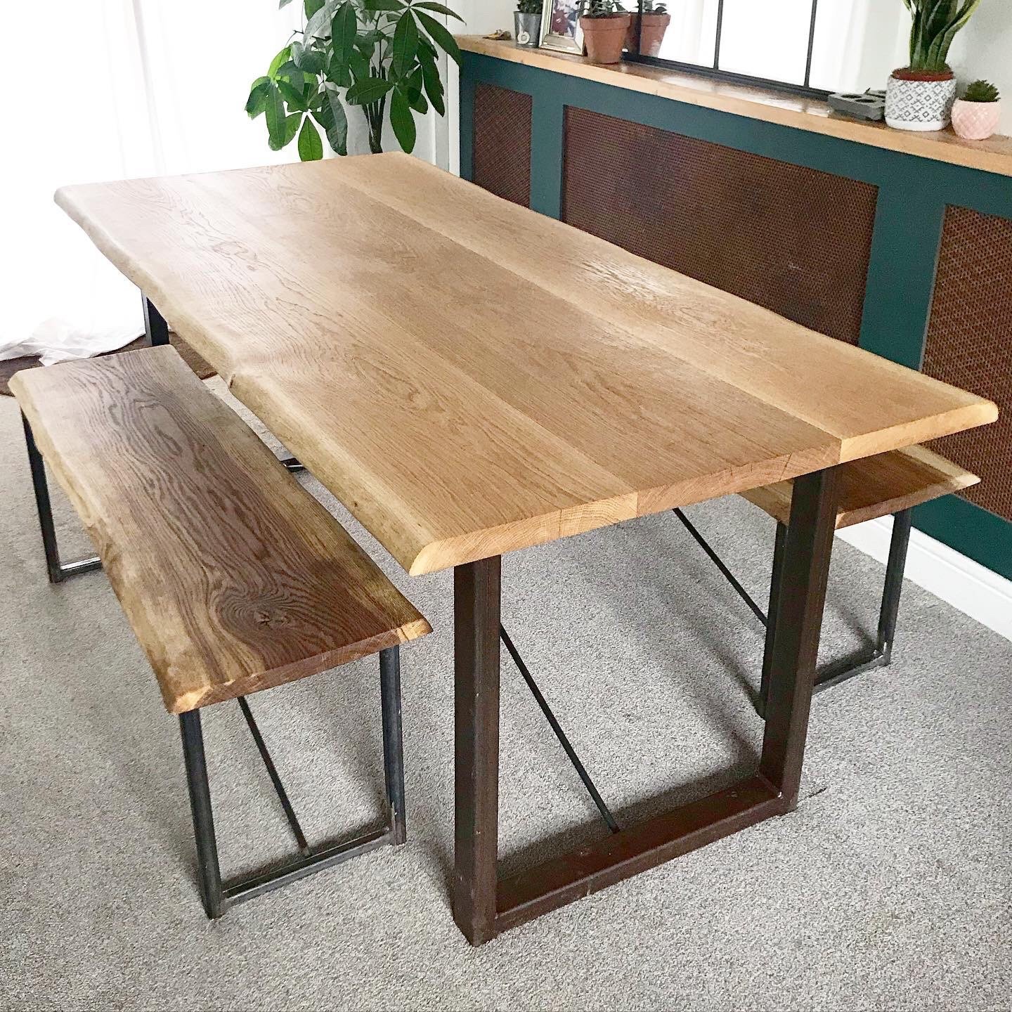 Live edge table on sale and bench