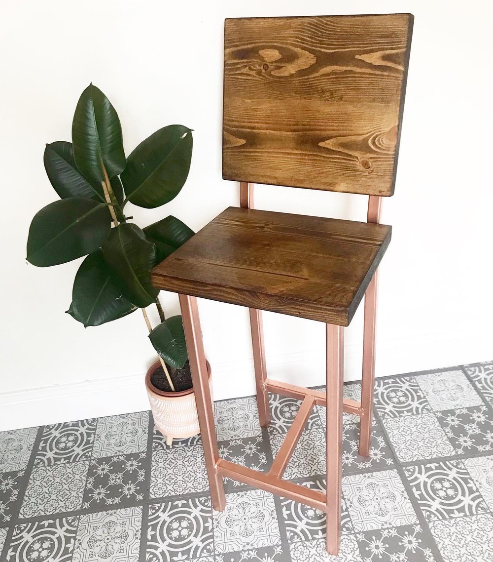 Industrial Bar Stool with backrest