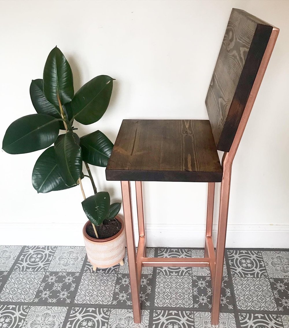 Industrial Bar Stool with backrest