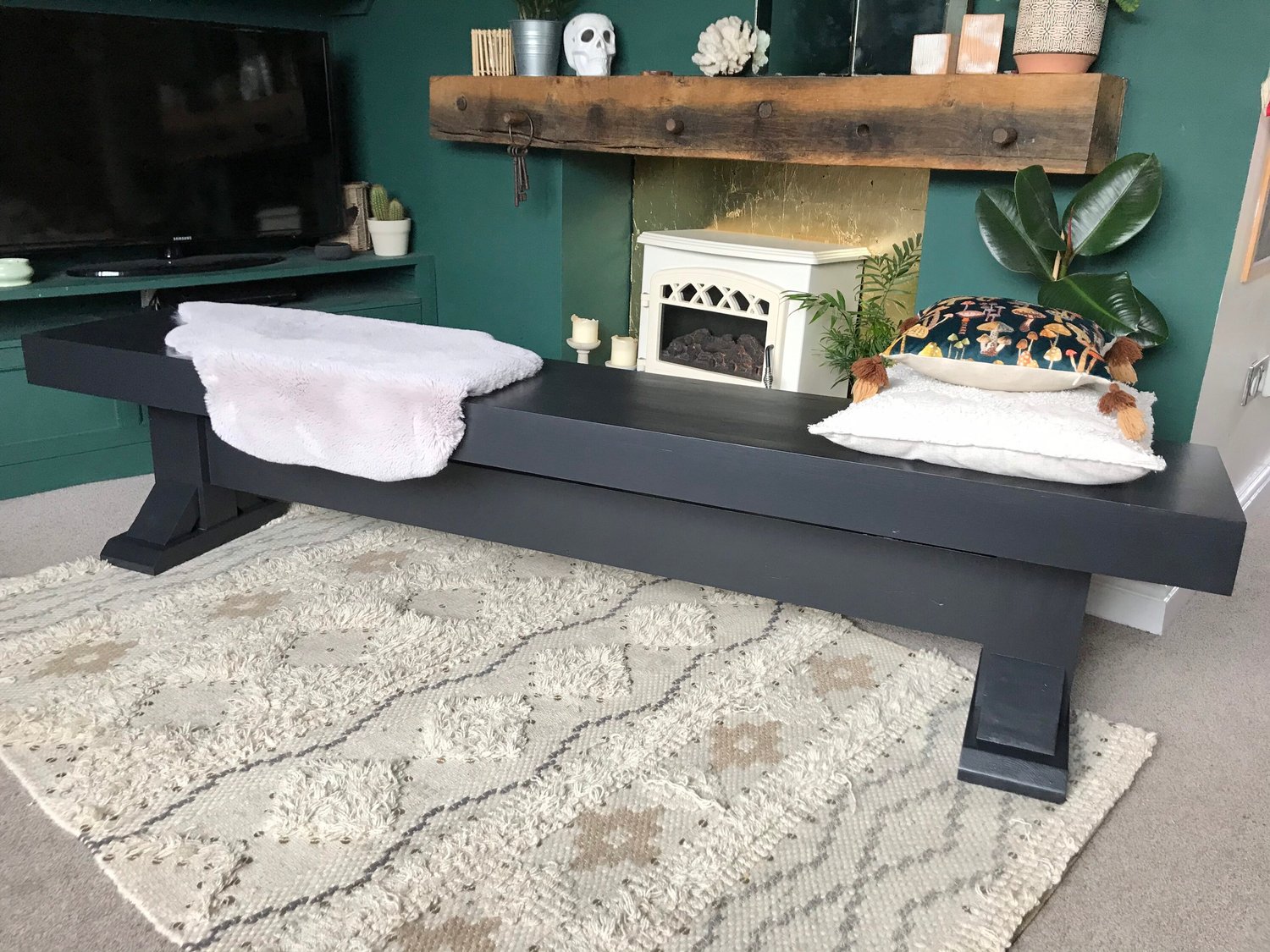 Solid farmhouse traditional bench seat | Betty's Interiors