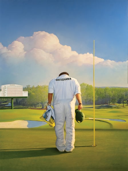 Image of "Caddie Bow" April 2023 Golf Mag Art, 16" X 20" Archival Print