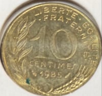 Image 2 of Cold War (France) 10 Centimes Coin - Vintage 1985 (pre-Euro)