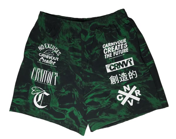 Image of Classic Logos (Forest Green Drawstring Shorts)