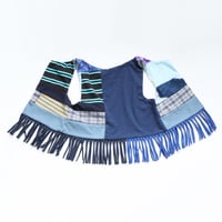 Image 2 of blues patchwork stripe plaid 10 courtneycourtney open layer fringe vest
